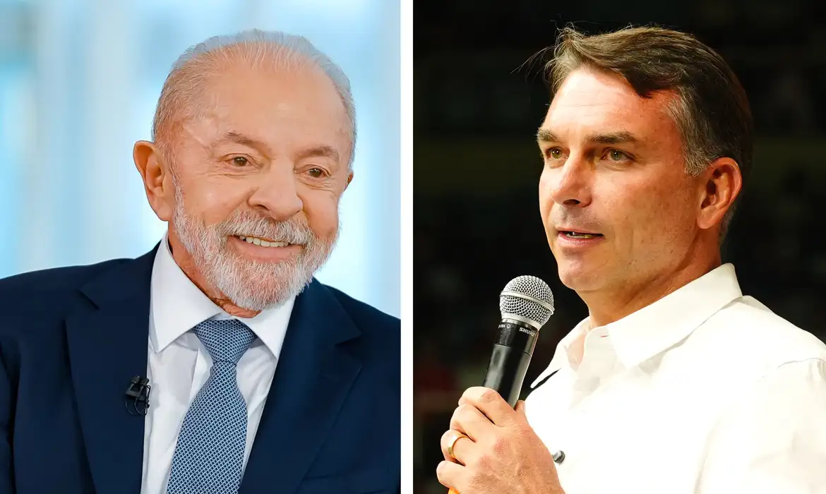 Os candidatos a presidência da república 2026 Lula e Flávio Bolsonaro . Foto: Lula Oficial e Charles Vieira/Campanha Flávio Bolsonaro